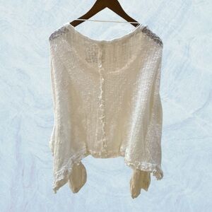 We The Free Cream Textured Tie-Hem Blouse